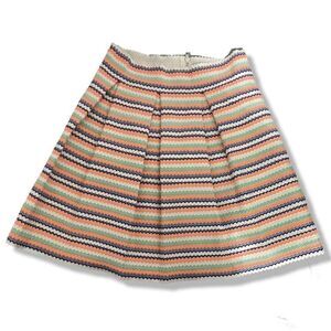 Petit Gateau Mini Skirt Women's Medium Multicolored Flare Casual Zig Zag Stripe